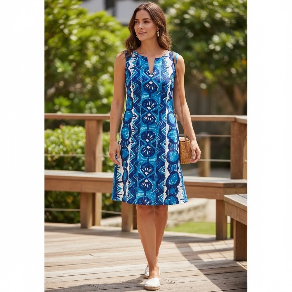 Talbots Linen Blend Shift Dress Size 8